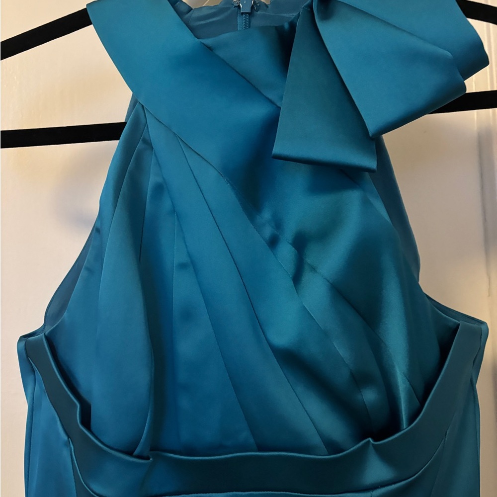Karen Millen Teal Satin Midi Dress - Picture 2 of 11